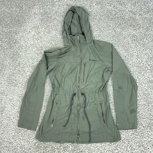 Columbia‎ Coat Womens Small Green Hooded Lightweight Parka Zip Pockets Outdoor
